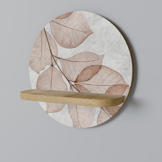 AUTUMN FRAGILITY Round Art Shelf In Oak Effect