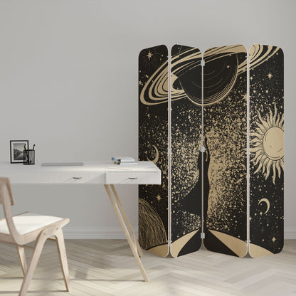 MYSTIC UNIVERSE 4-Panel Plywood Room Divider