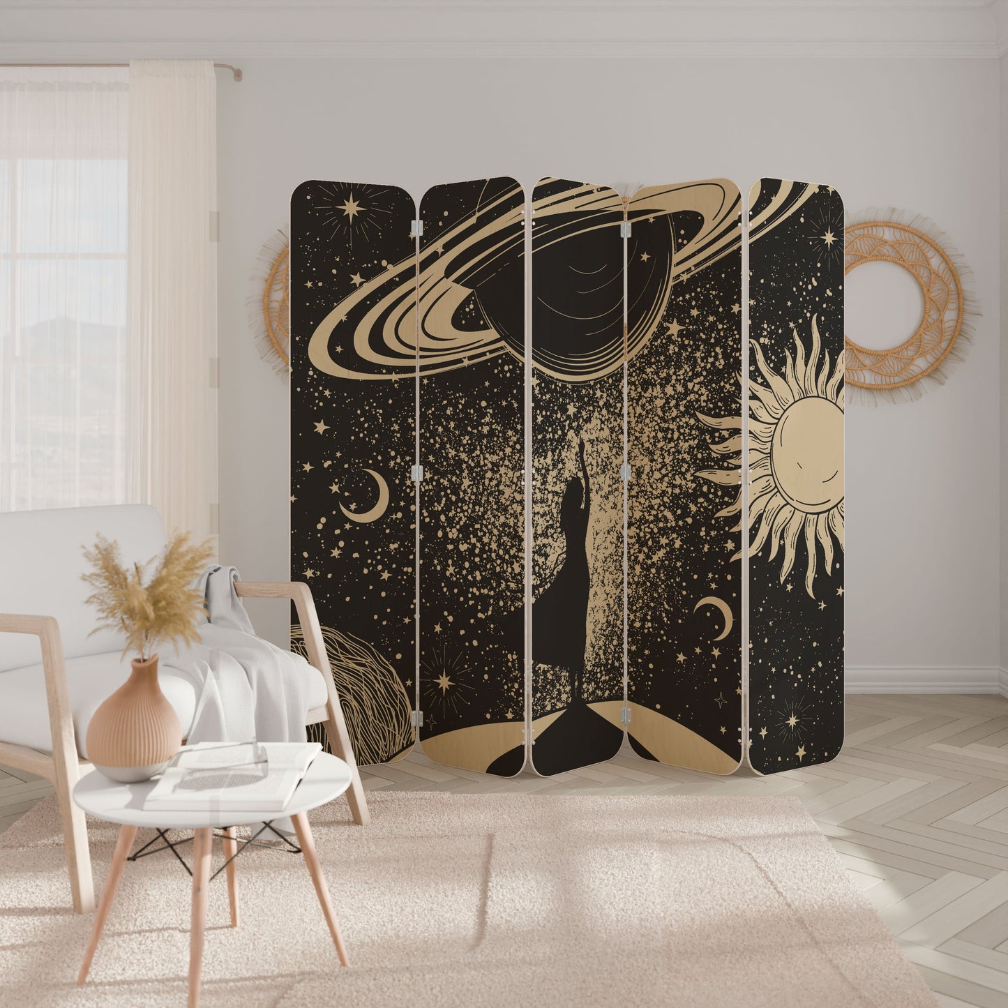 MYSTIC UNIVERSE 5-Panel Plywood Room Divider