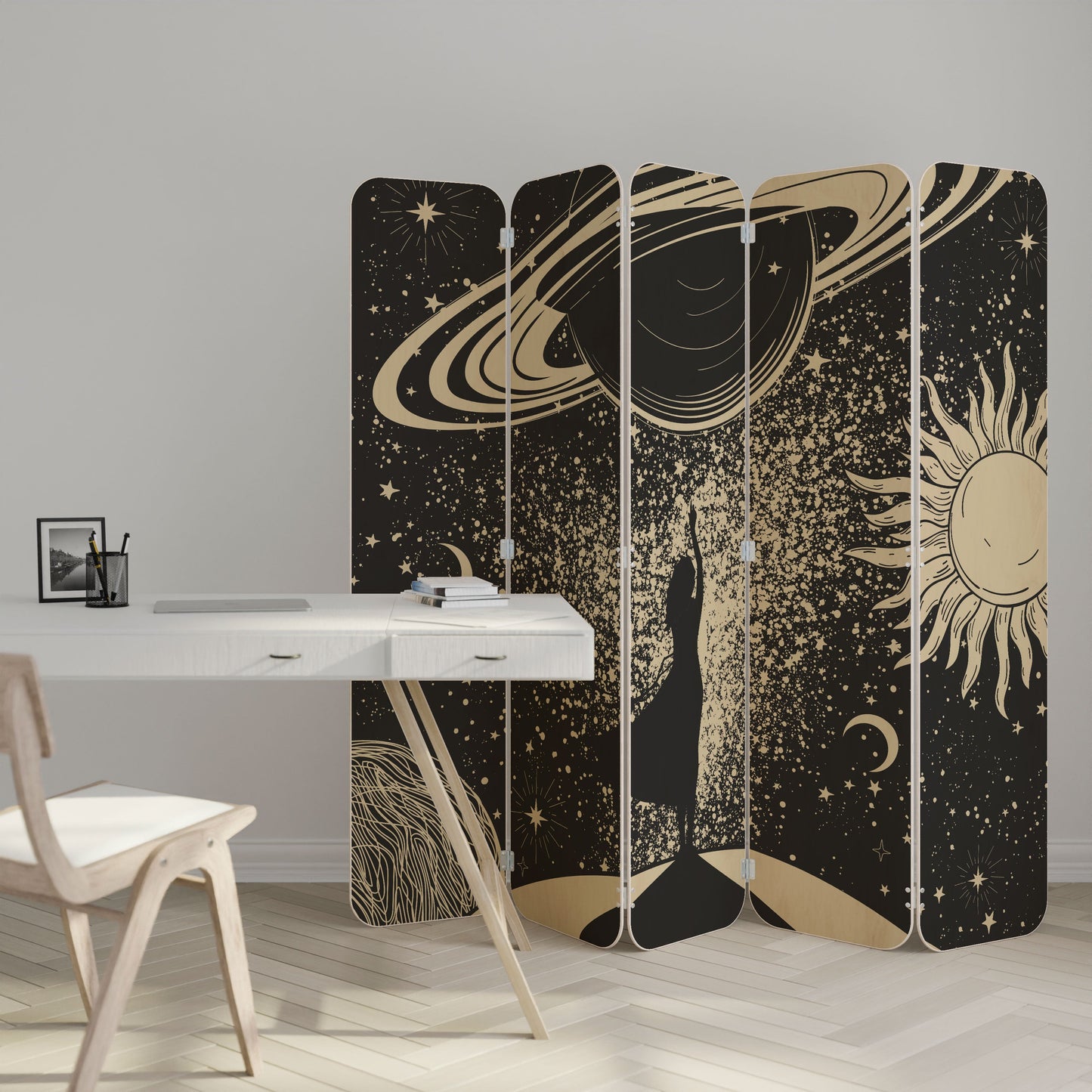 MYSTIC UNIVERSE 5-Panel Plywood Room Divider