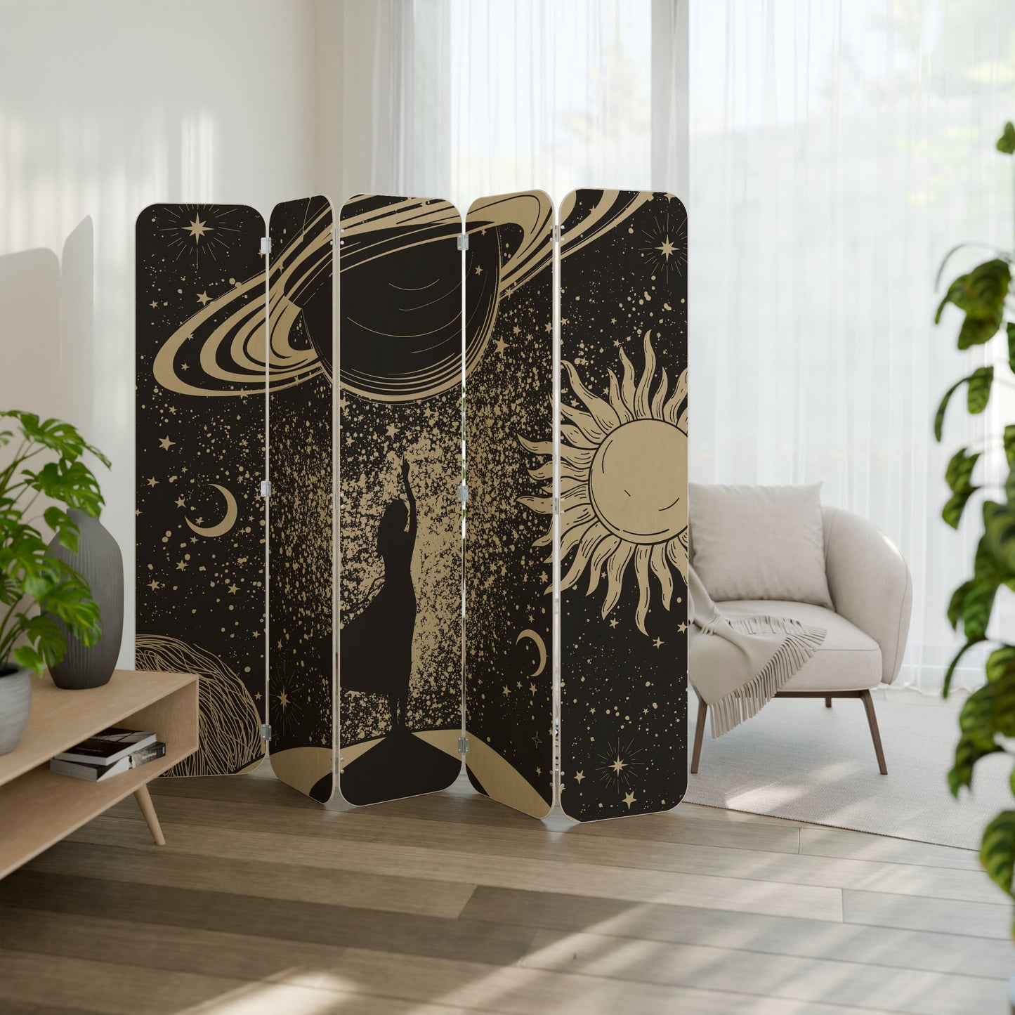 MYSTIC UNIVERSE 5-Panel Plywood Room Divider