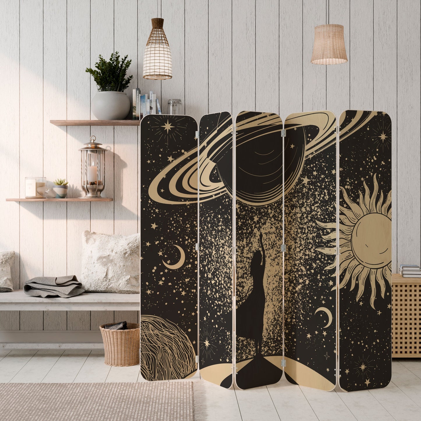 MYSTIC UNIVERSE 5-Panel Plywood Room Divider