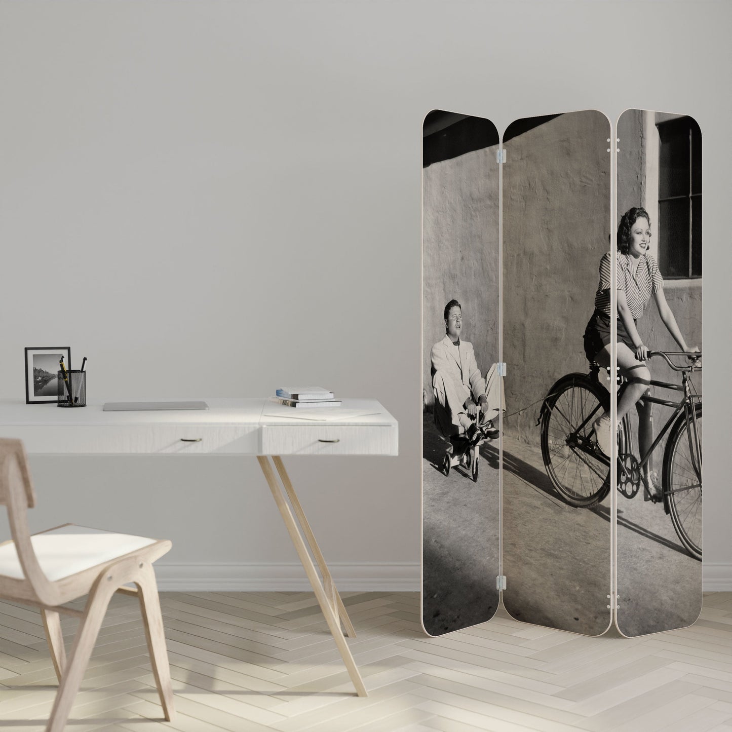 HAPPY JOURNEY 3-Panel Plywood Room Divider