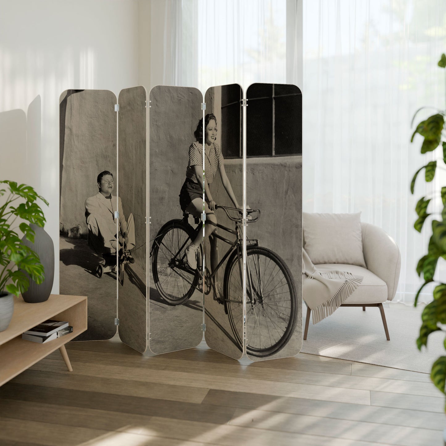 HAPPY JOURNEY 5-Panel Plywood Room Divider