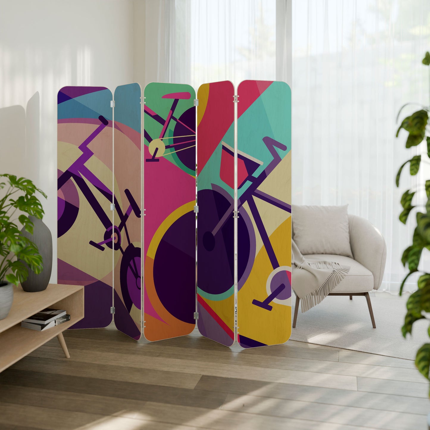 BIKE DREAMS 5-Panel Plywood Room Divider