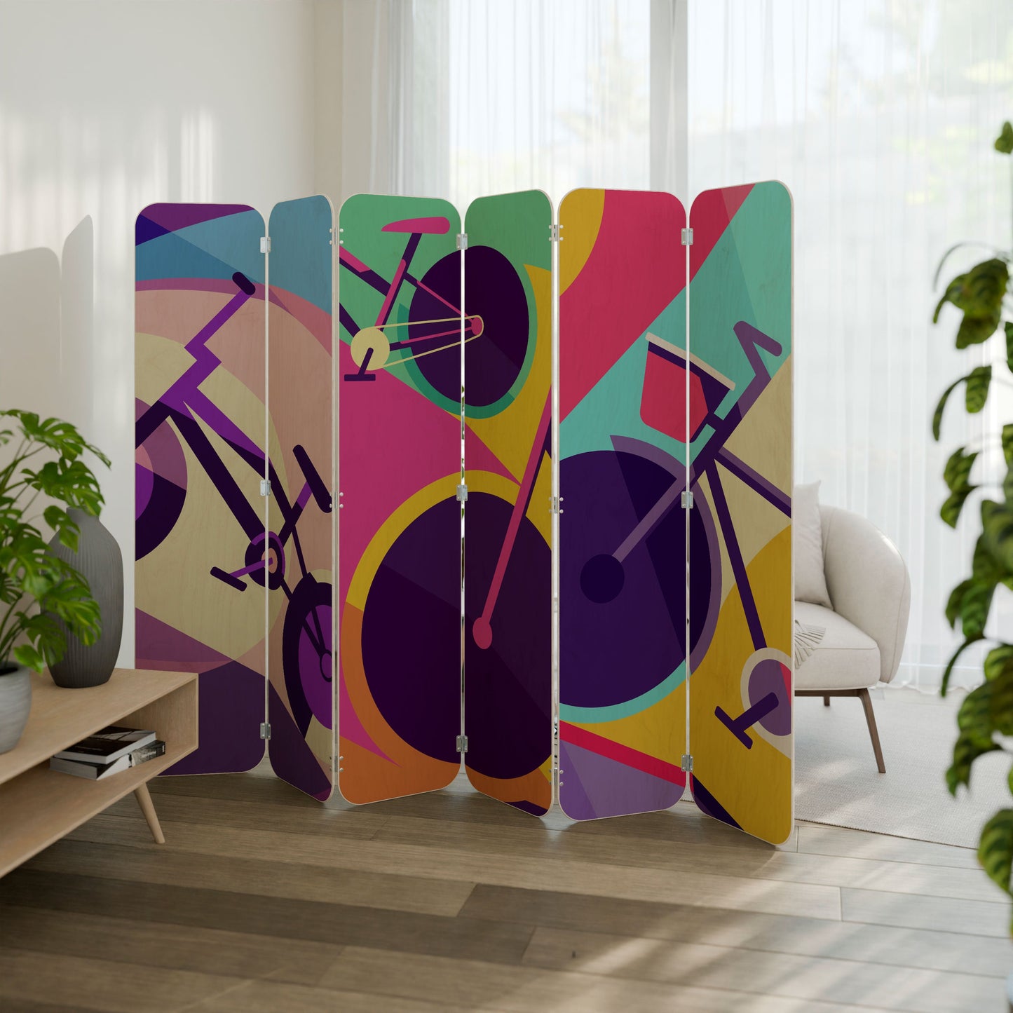 BIKE DREAMS 6-Panel Plywood Room Divider