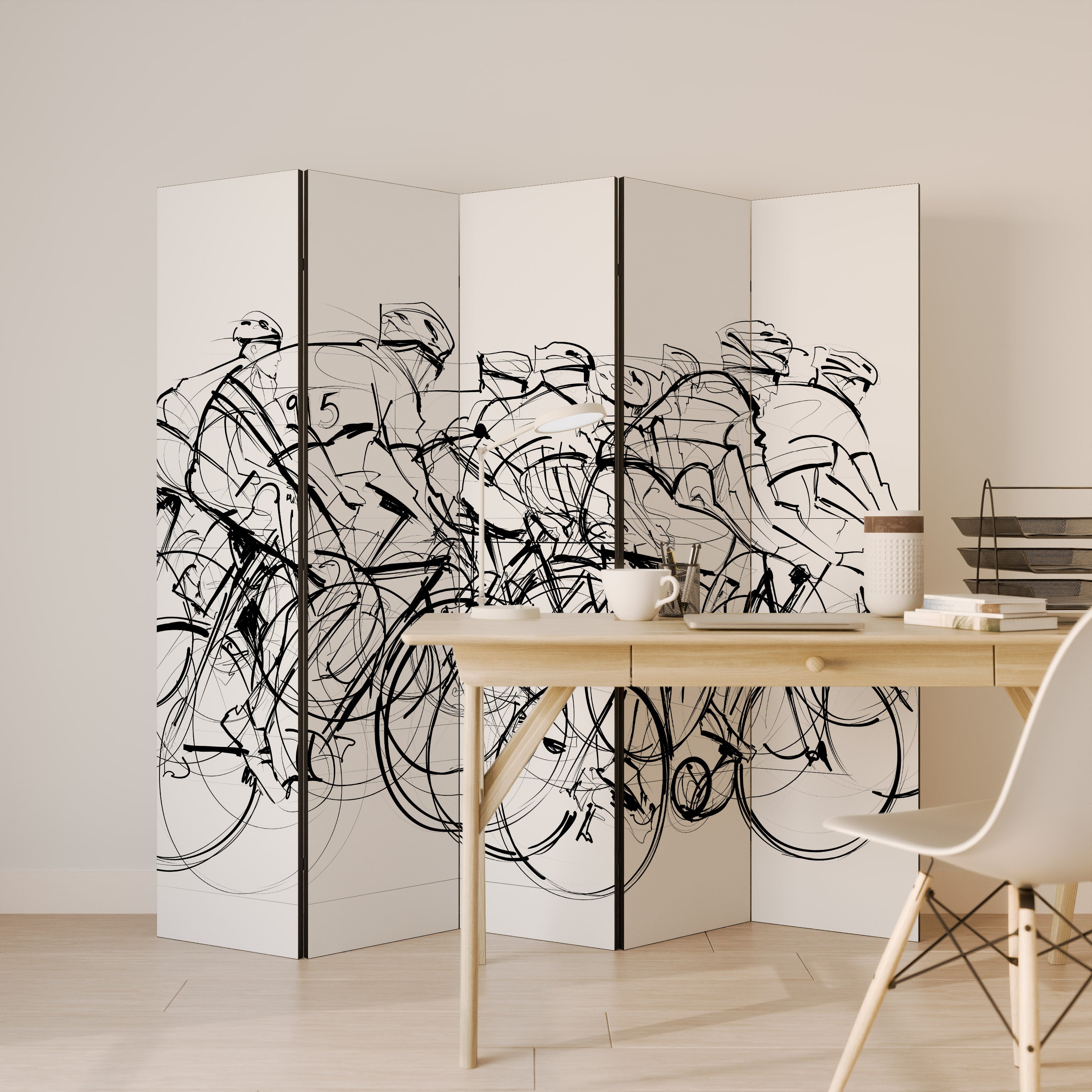 CYCLING COMPETITION 5-Panel Room Divider