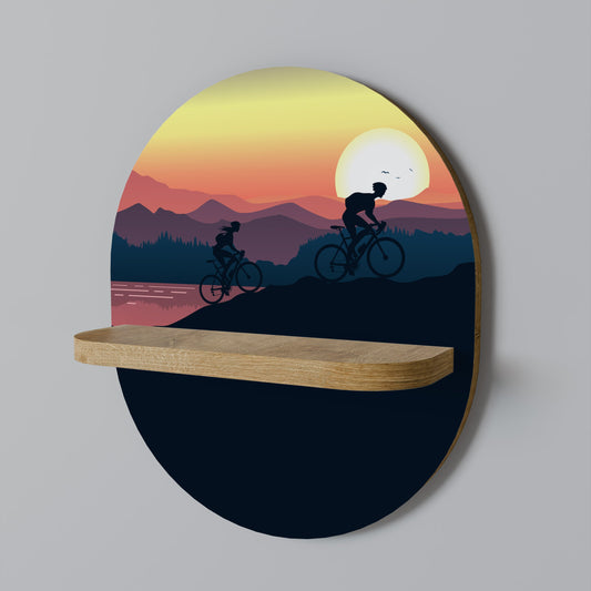 CYCLING HORIZON Oval Art Shelf In Oak Effect