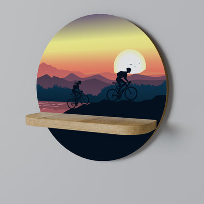 CYCLING HORIZON Round Art Shelf In Oak Effect