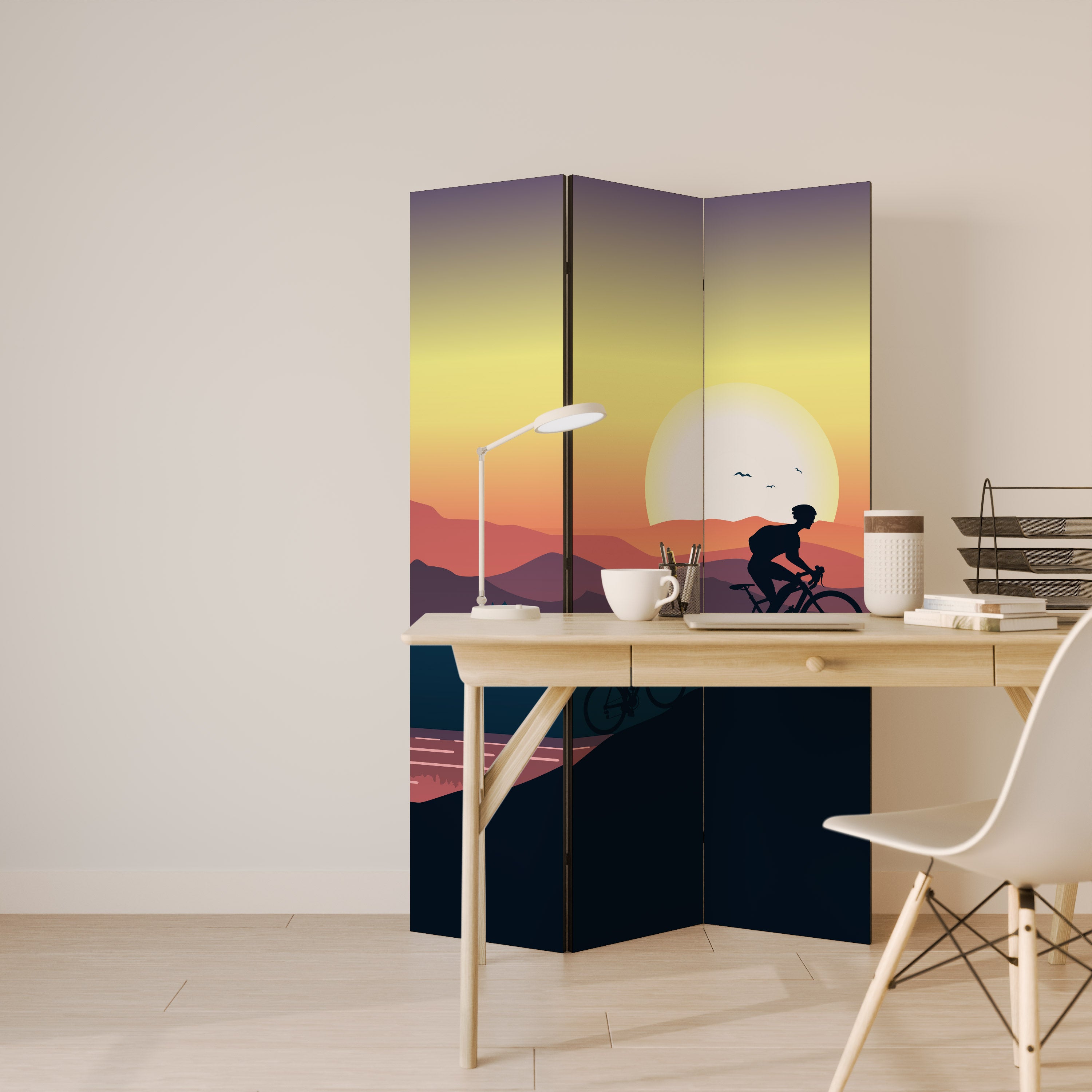 CYCLING HORIZON 3-Panel Room Divider