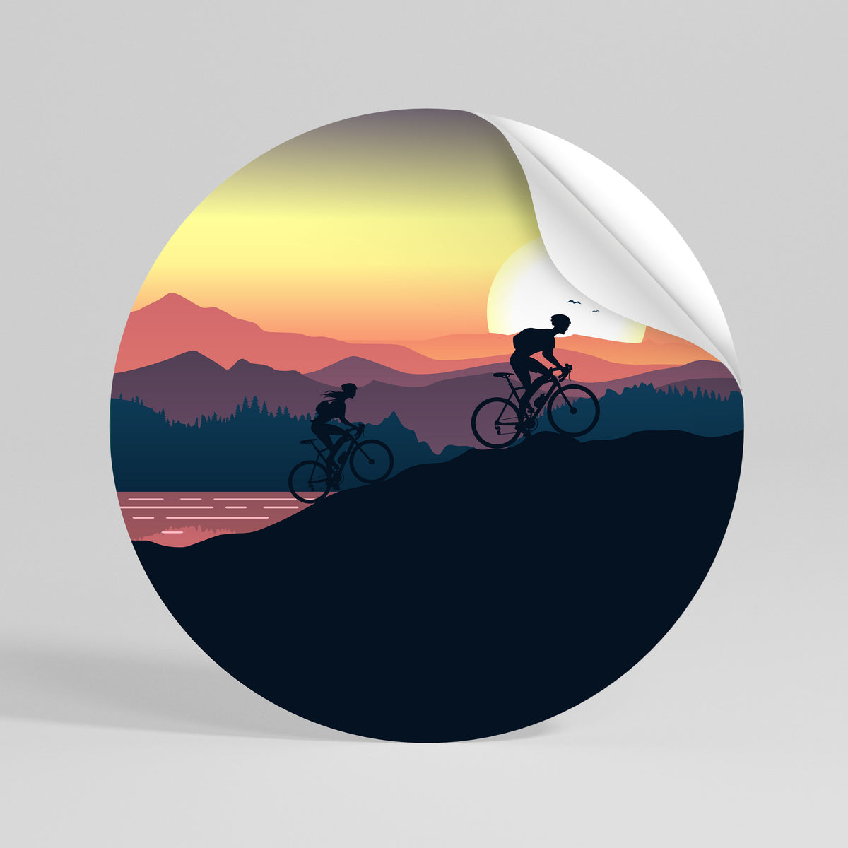 CYCLING HORIZON Runder Wandsticker zum Abziehen und Aufkleben