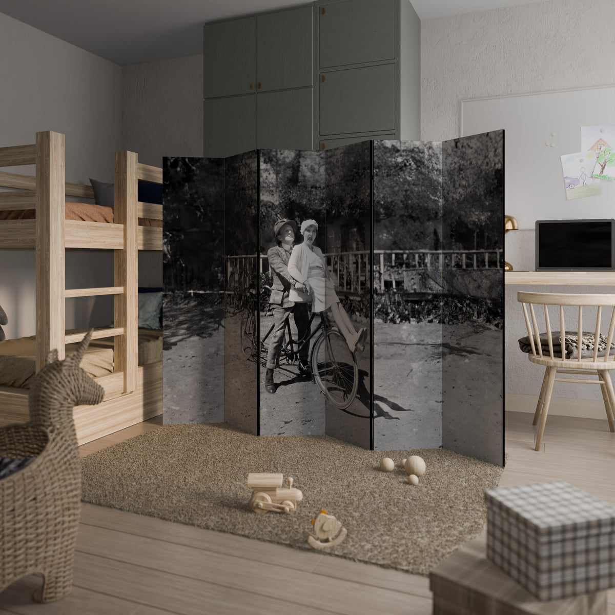 RIDING THROUGH TIME 6-Panel Room Divider