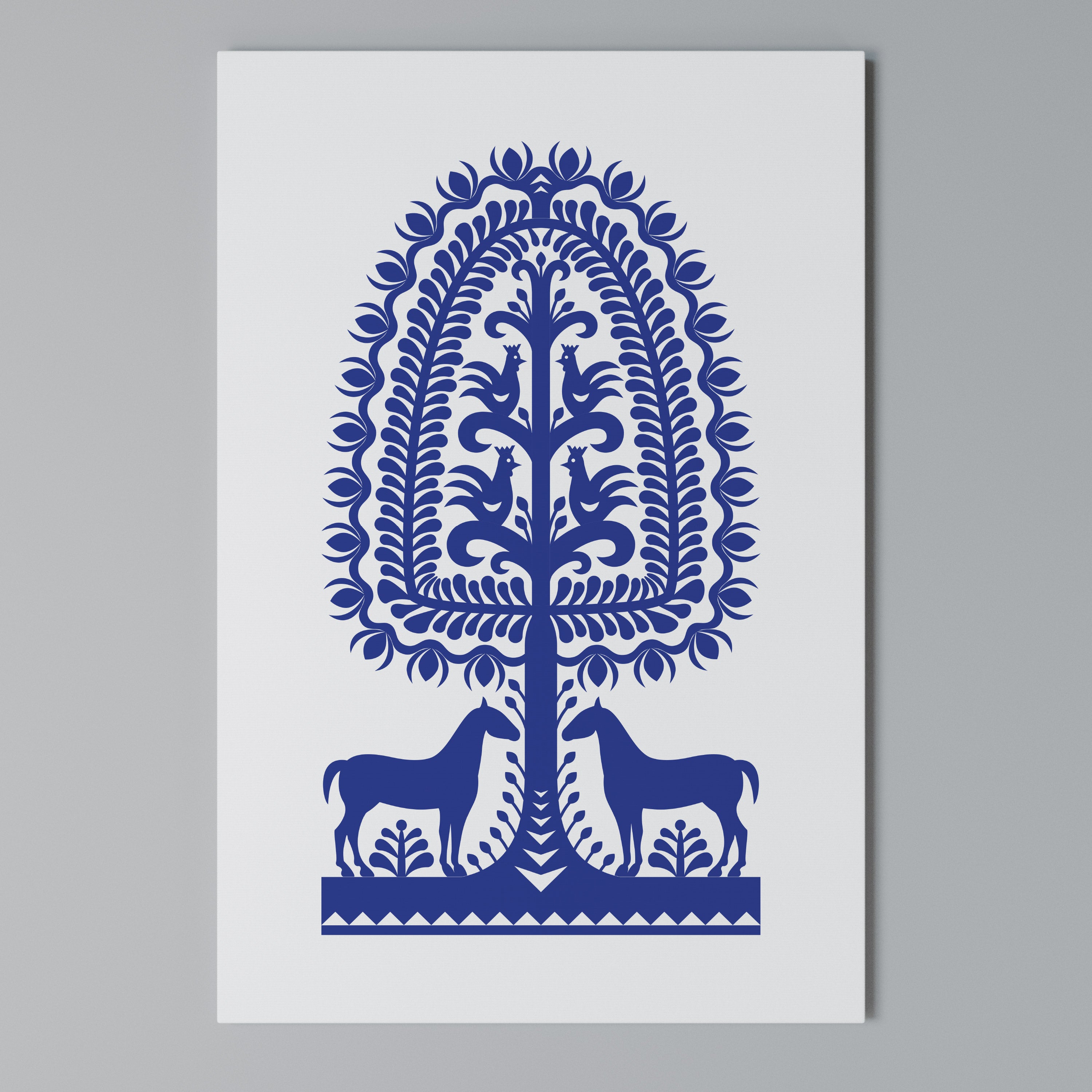 POLISH FOLK ART Cuadro en lienzo vertical