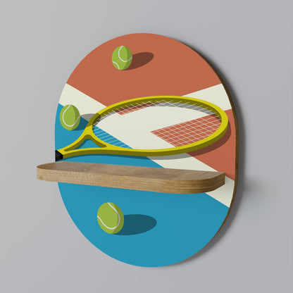 TENNIS ESSENTIALS Oval Art Shelf In Oak Effect