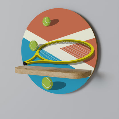 TENNIS ESSENTIALS Round Art Shelf In Oak Effect