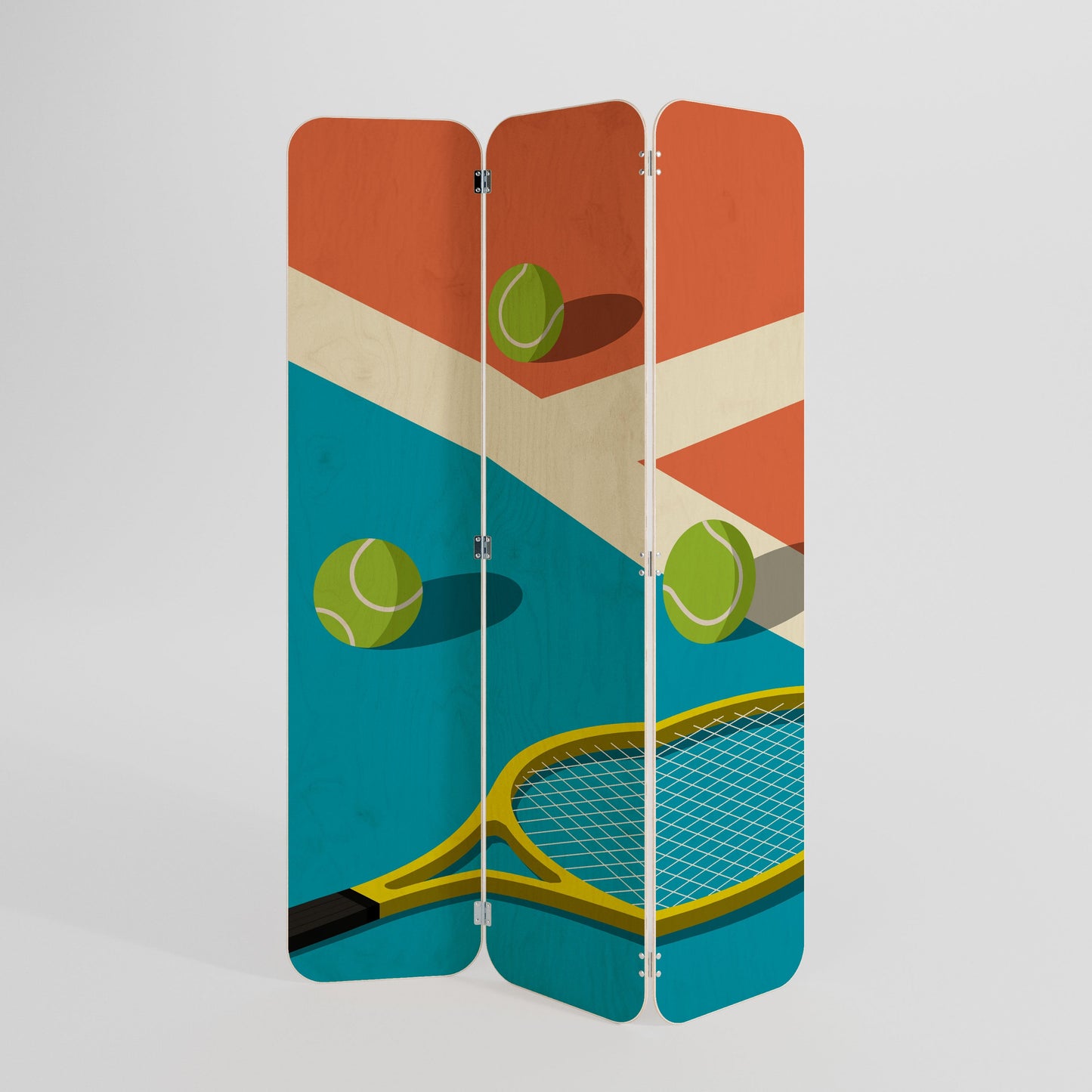 TENNIS ESSENTIALS 3-Panel Plywood Room Divider