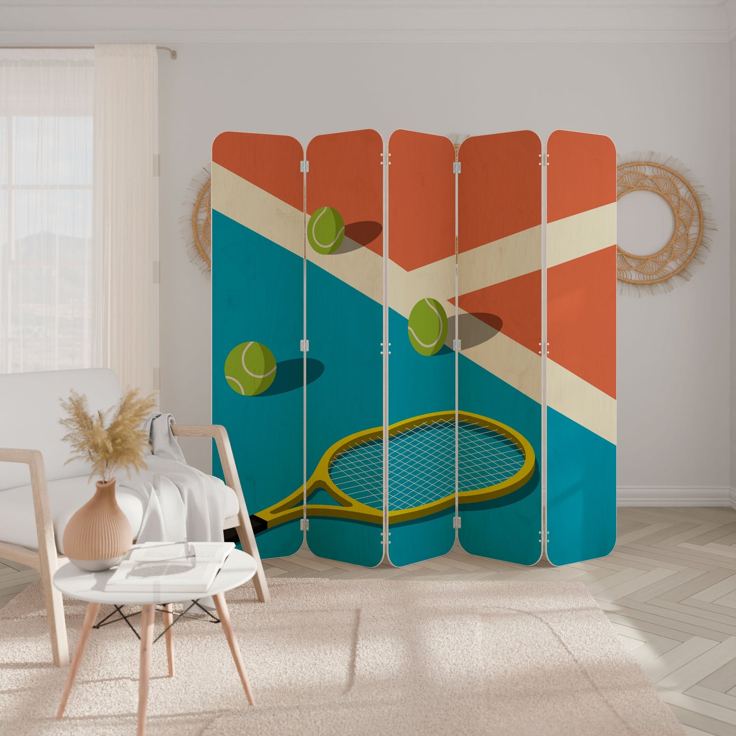 TENNIS ESSENTIALS 5-Panel Plywood Room Divider