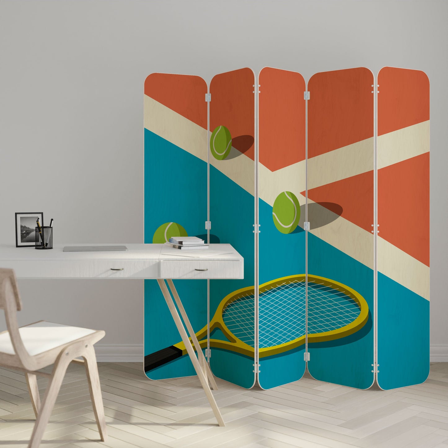 TENNIS ESSENTIALS 5-Panel Plywood Room Divider