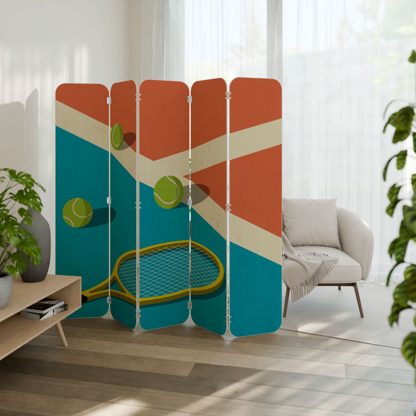 TENNIS ESSENTIALS 5-Panel Plywood Room Divider