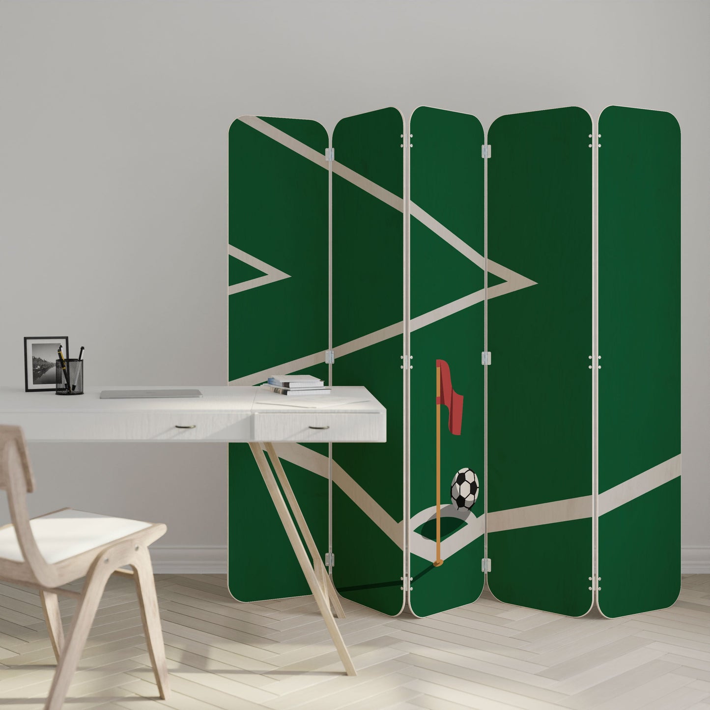 FOOTBALL ACTION 5-Panel Plywood Room Divider