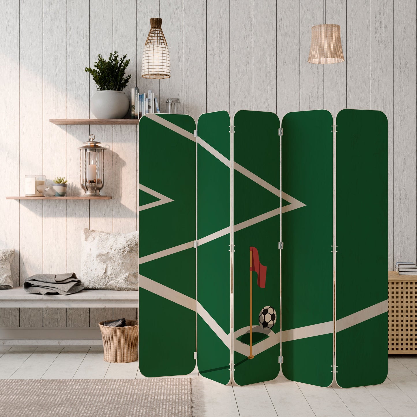 FOOTBALL ACTION 5-Panel Plywood Room Divider