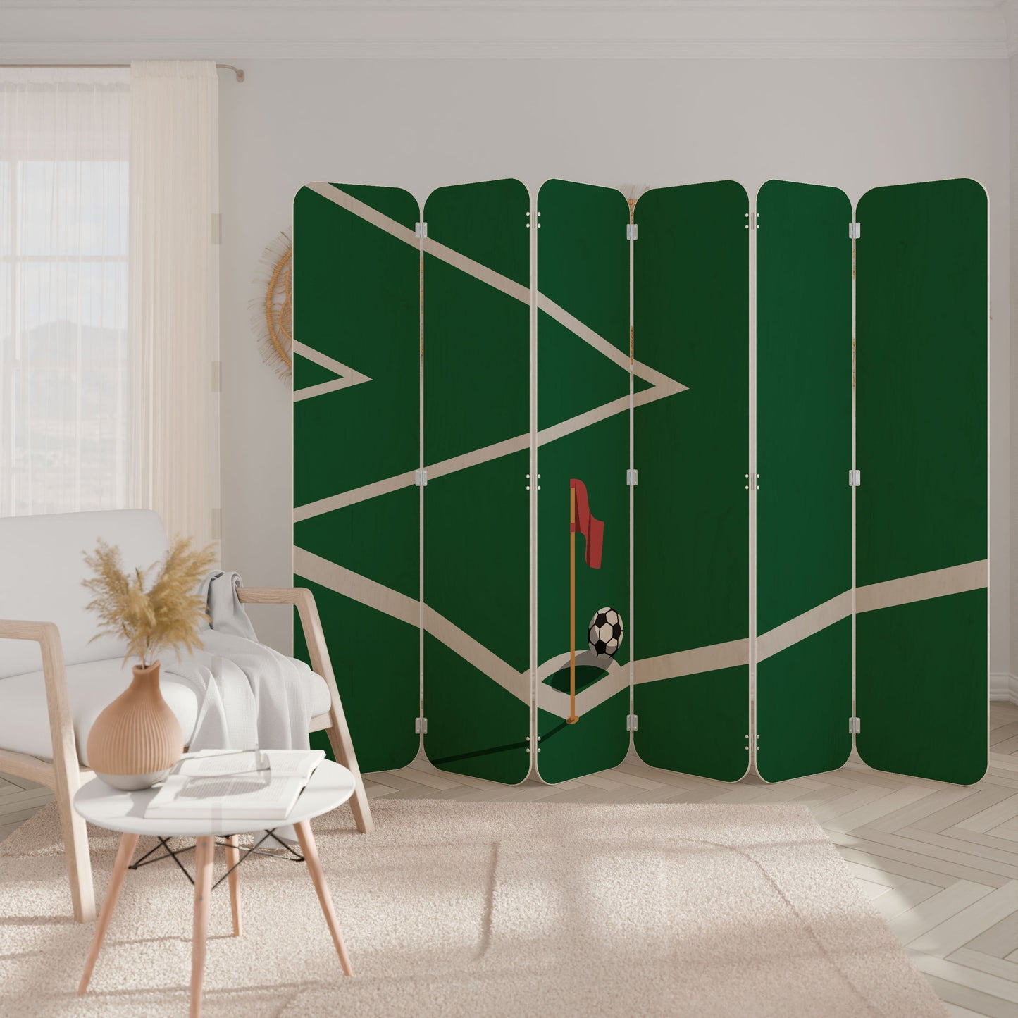 FOOTBALL ACTION 6-Panel Plywood Room Divider