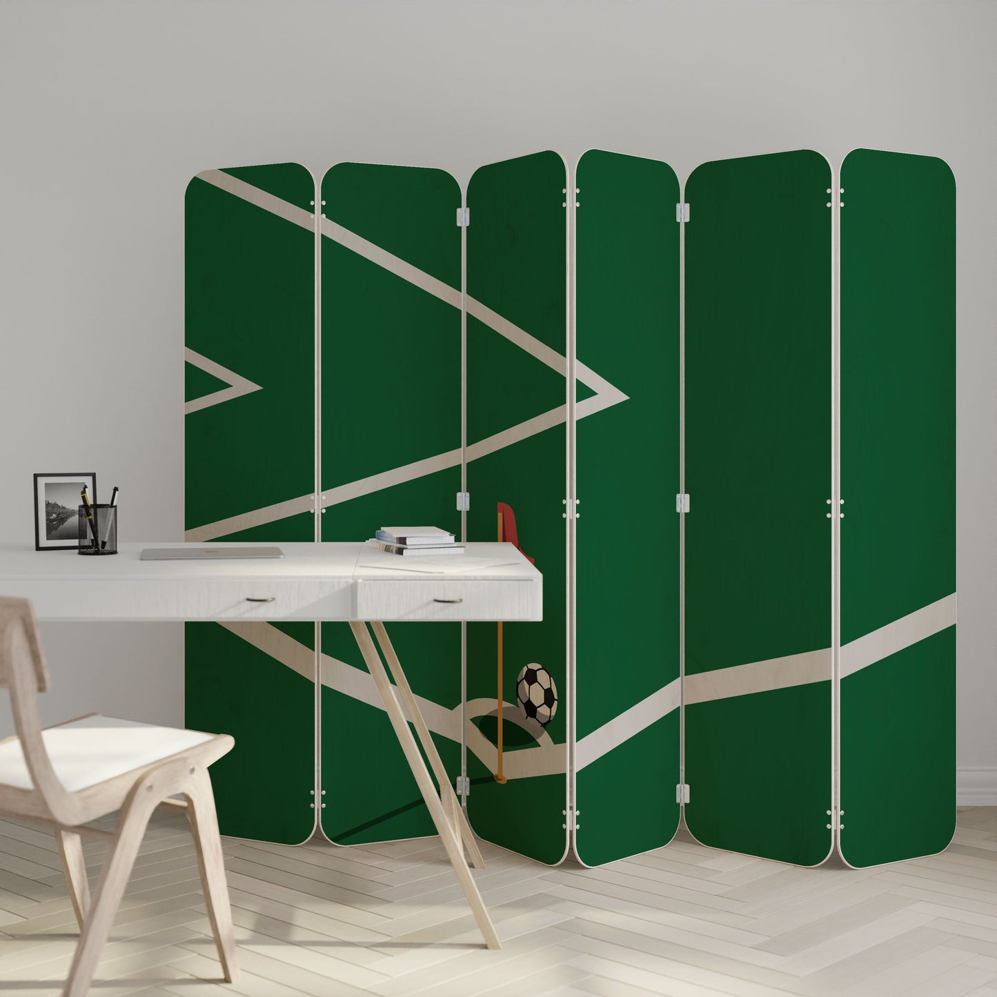 FOOTBALL ACTION 6-Panel Plywood Room Divider