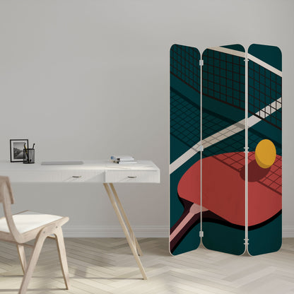 PING- PONG GAME 3-Panel Plywood Room Divider