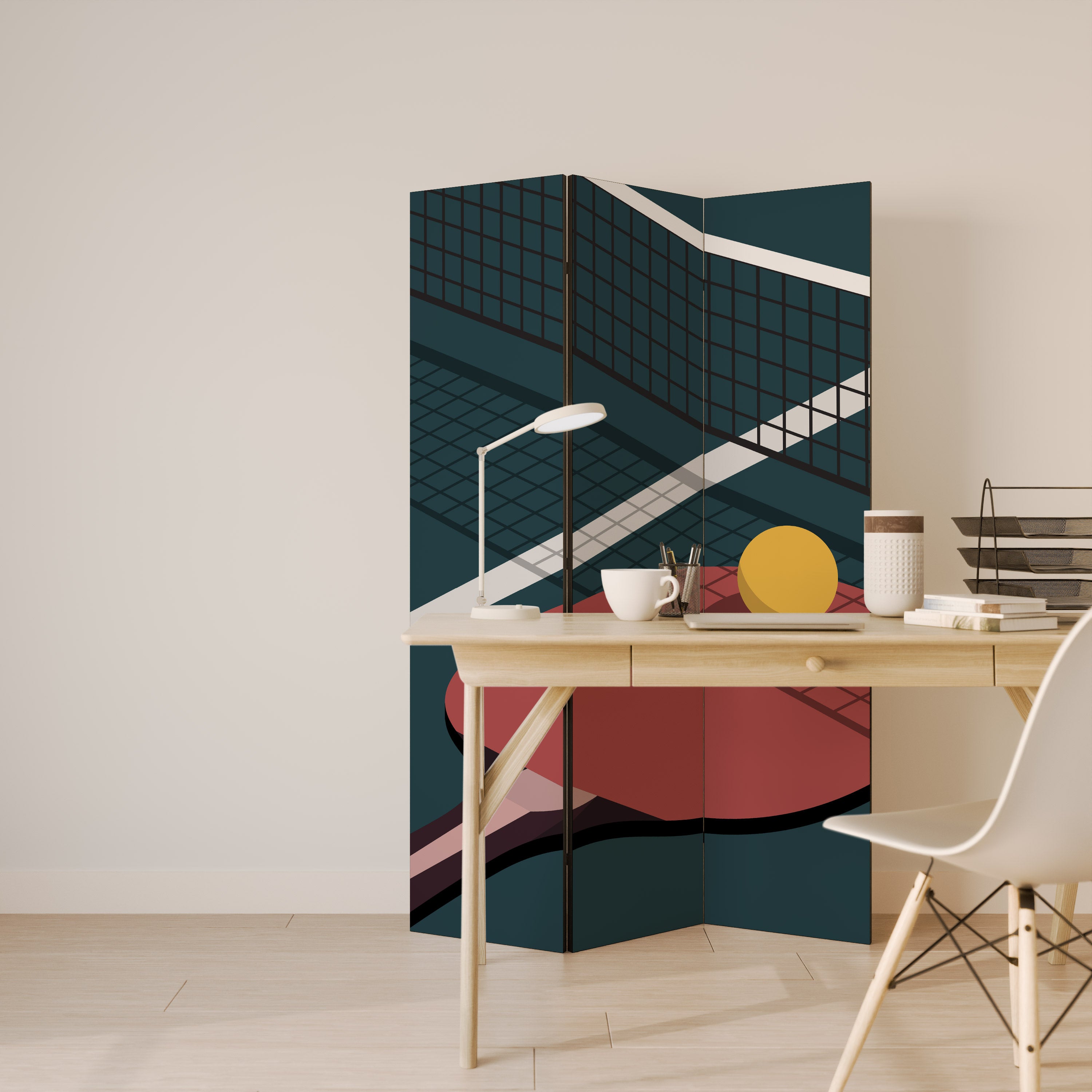 PING- PONG GAME 3-Panel Room Divider
