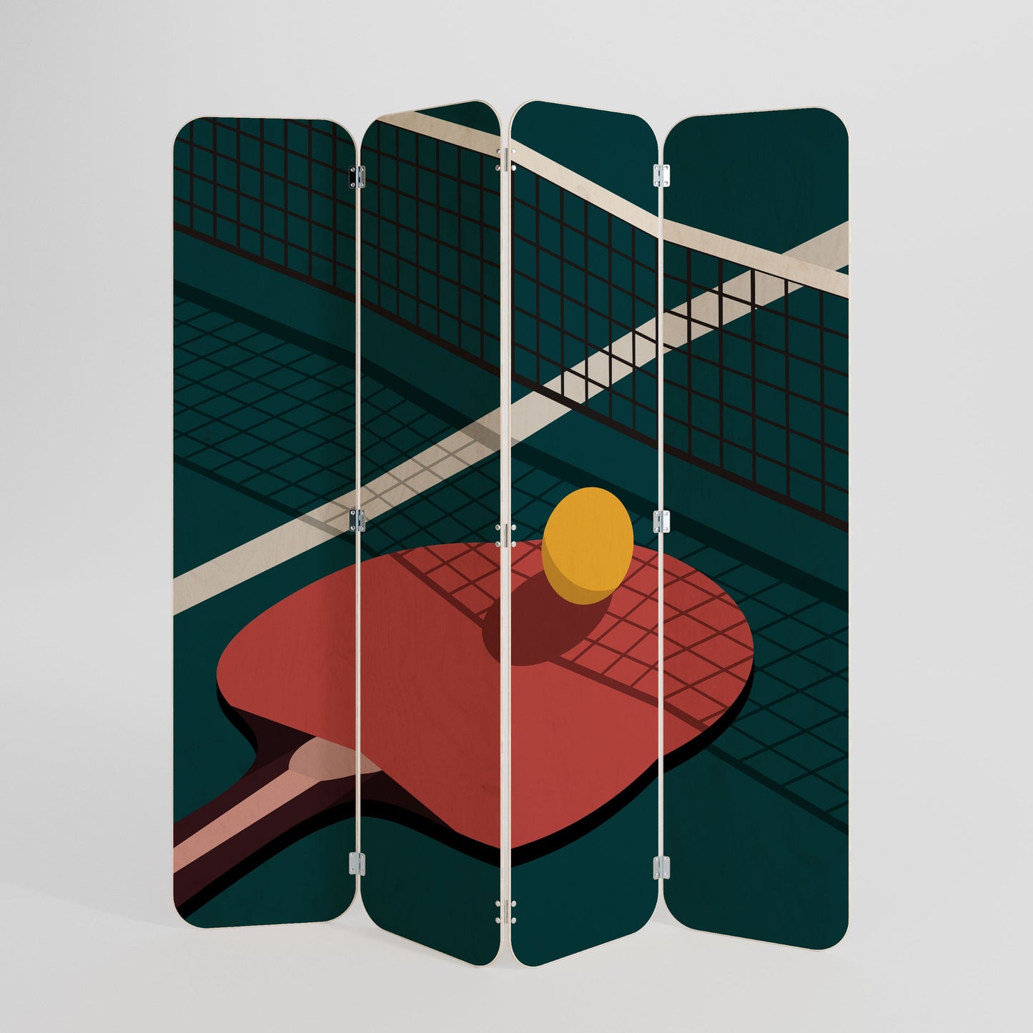 PING- PONG GAME 4-Panel Plywood Room Divider