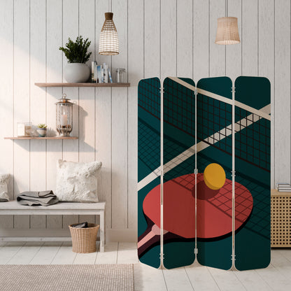 PING- PONG GAME 4-Panel Plywood Room Divider