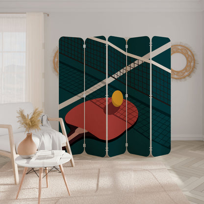 PING- PONG GAME 5-Panel Plywood Room Divider