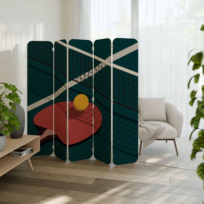 PING- PONG GAME 5-Panel Plywood Room Divider