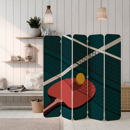 PING- PONG GAME 5-Panel Plywood Room Divider