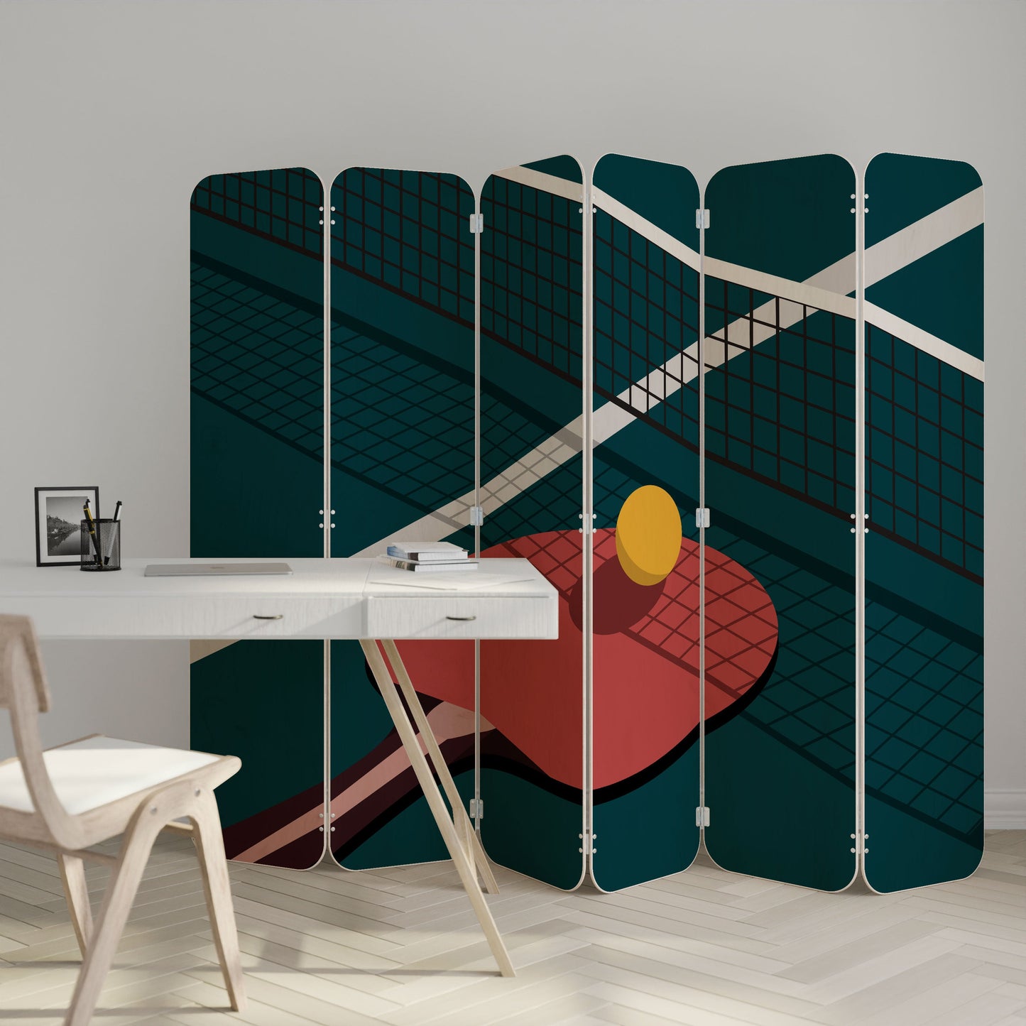 PING- PONG GAME 6-Panel Plywood Room Divider