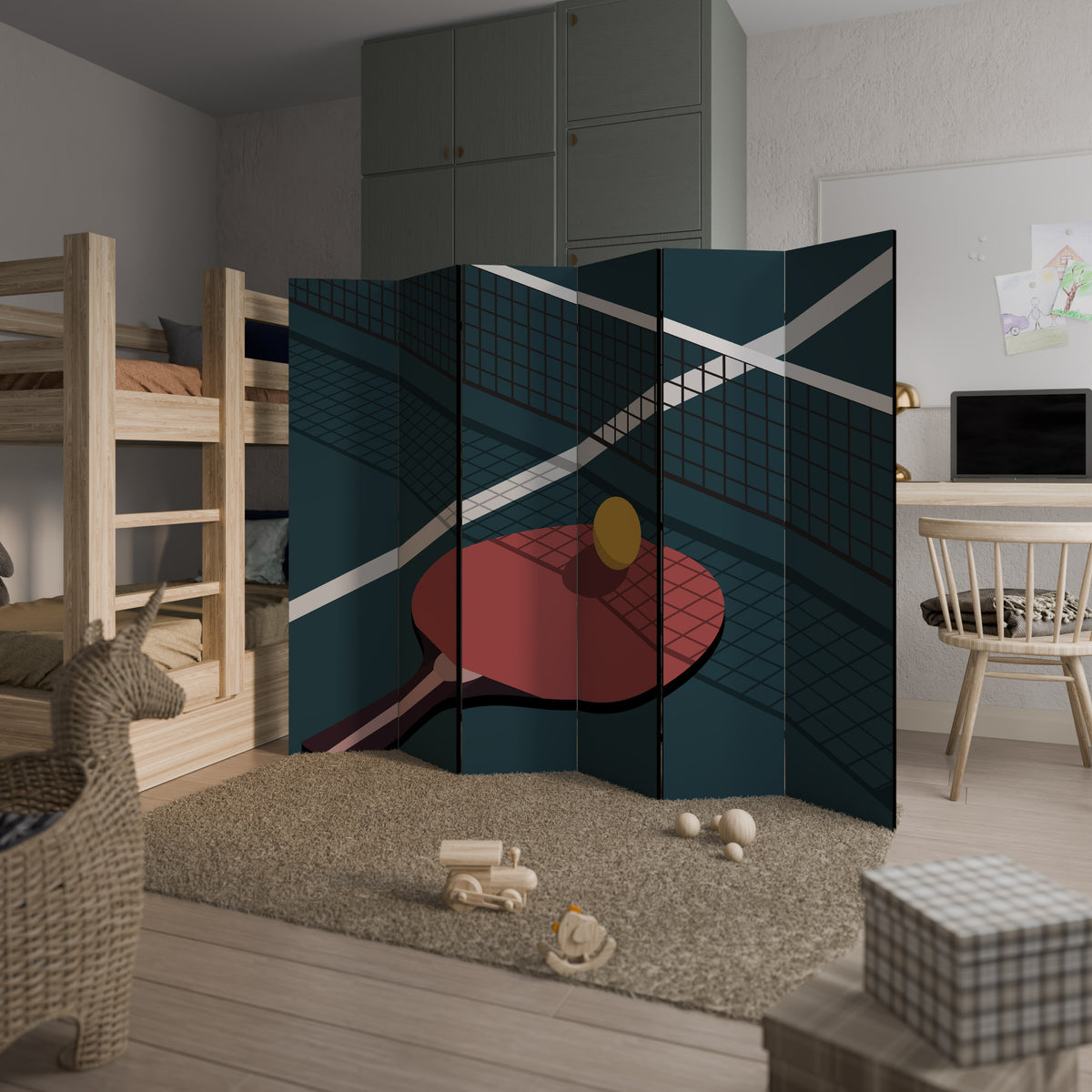 PING- PONG GAME 6-Panel Room Divider