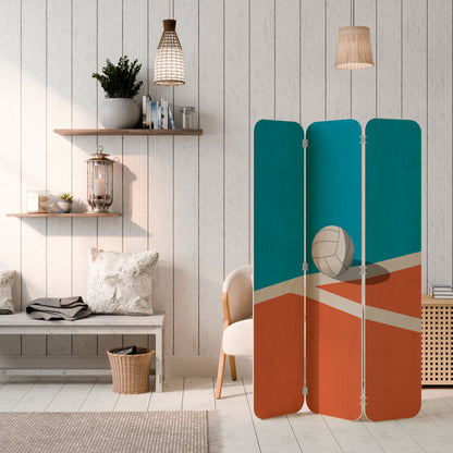 VOLLEYBALL TIME 3-Panel Plywood Room Divider