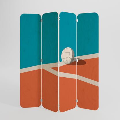 VOLLEYBALL TIME 4-Panel Plywood Room Divider