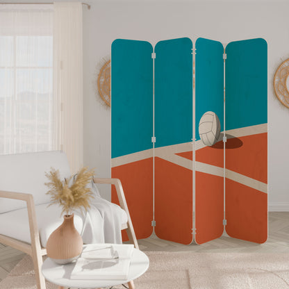 VOLLEYBALL TIME 4-Panel Plywood Room Divider