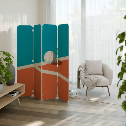 VOLLEYBALL TIME 4-Panel Plywood Room Divider