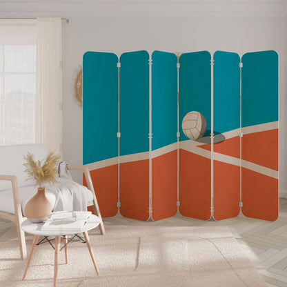 VOLLEYBALL TIME 6-Panel Plywood Room Divider