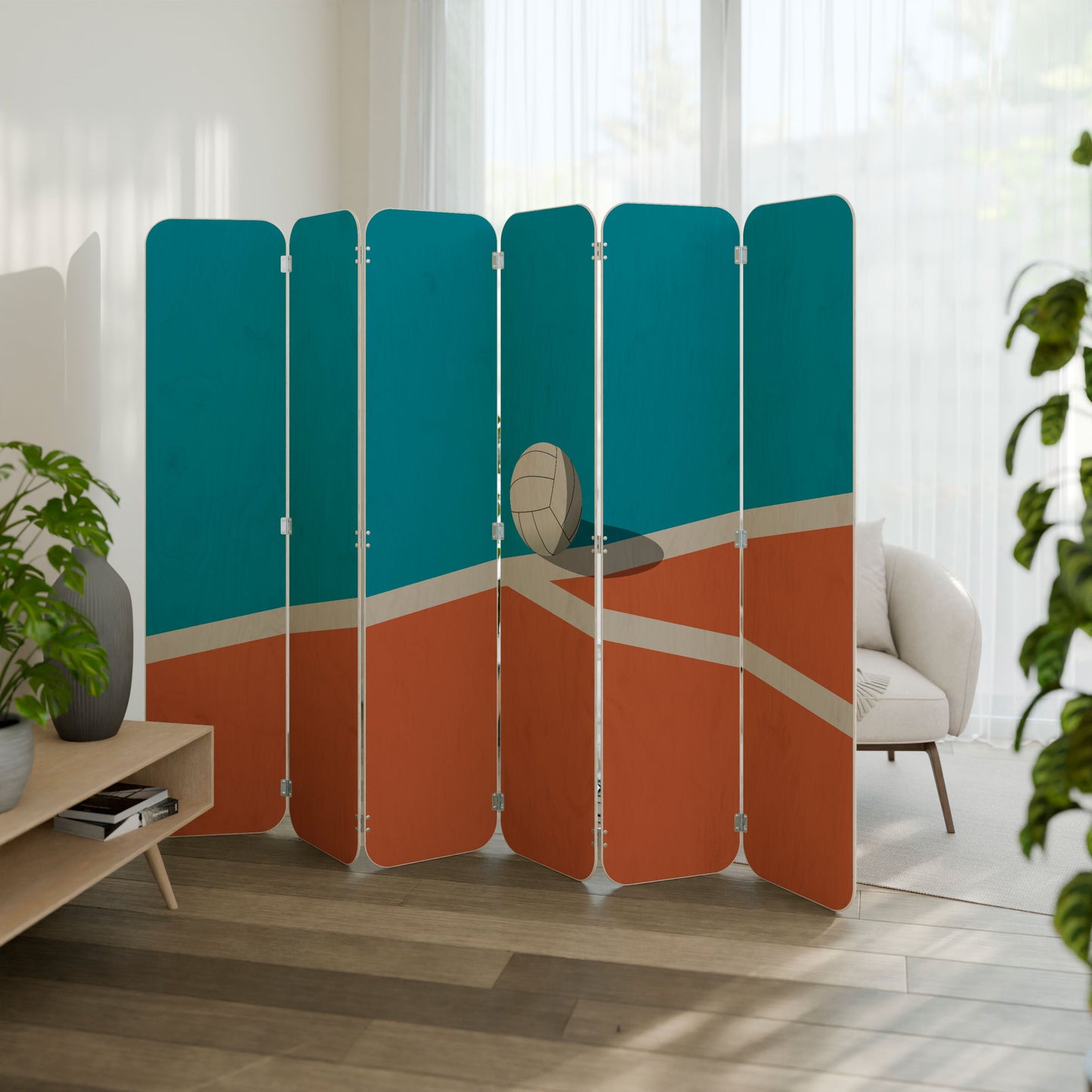 VOLLEYBALL TIME 6-Panel Plywood Room Divider