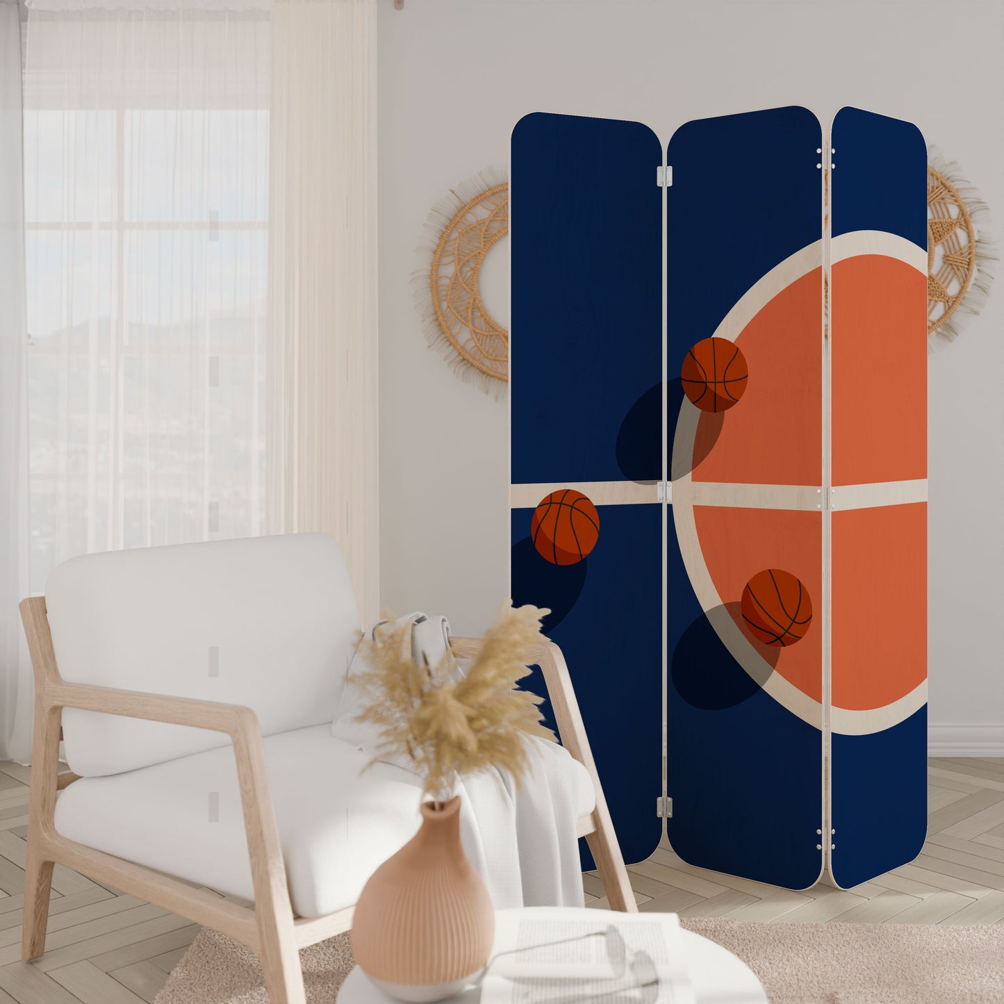 BASKETBALL CHALLENGE 3-Panel Plywood Room Divider