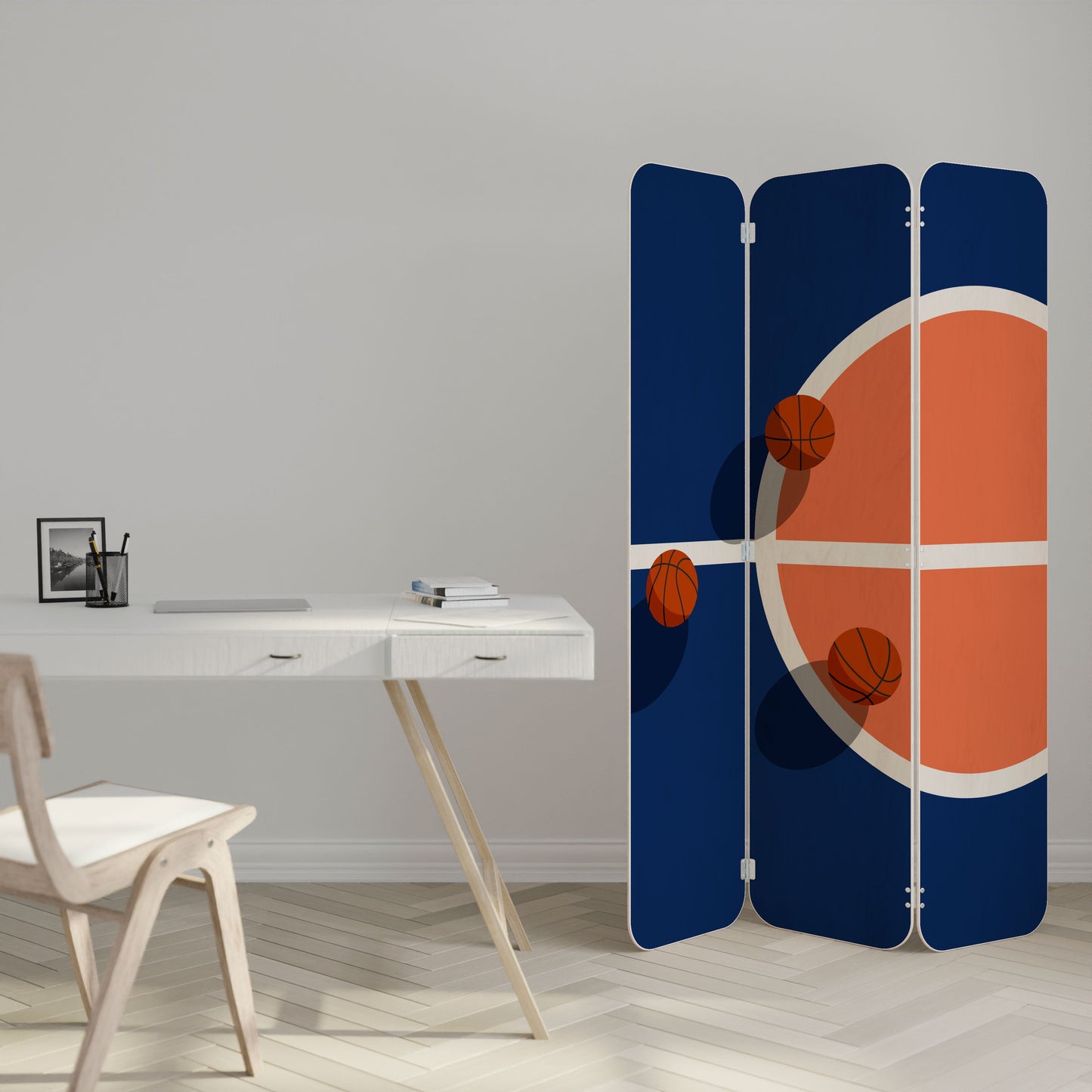 BASKETBALL CHALLENGE 3-Panel Plywood Room Divider