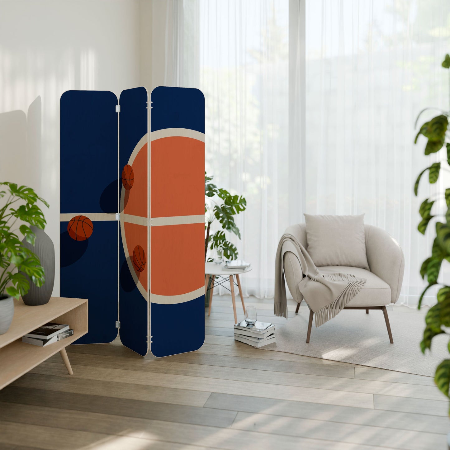 BASKETBALL CHALLENGE 3-Panel Plywood Room Divider