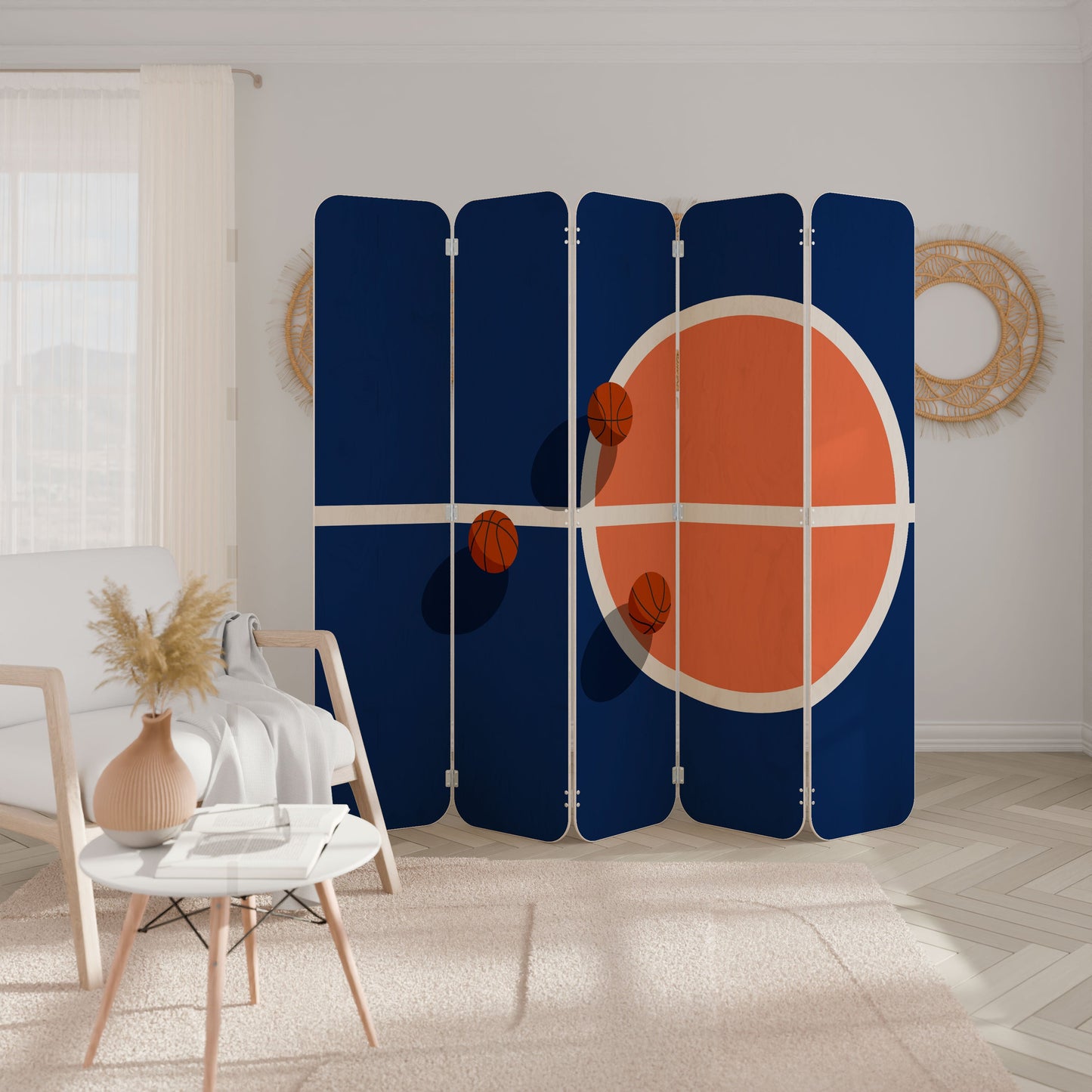 BASKETBALL CHALLENGE 5-Panel Plywood Room Divider