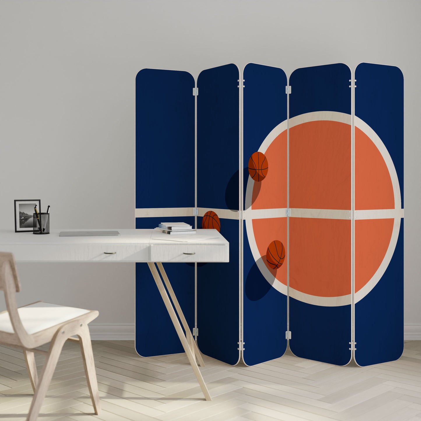 BASKETBALL CHALLENGE 5-Panel Plywood Room Divider