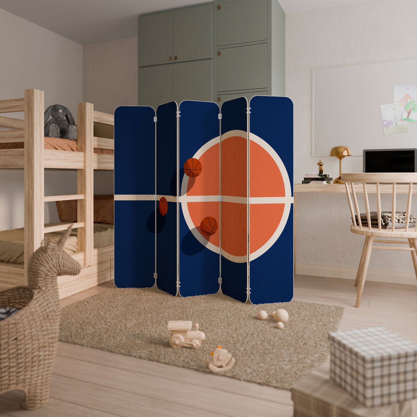 BASKETBALL CHALLENGE 5-Panel Plywood Room Divider