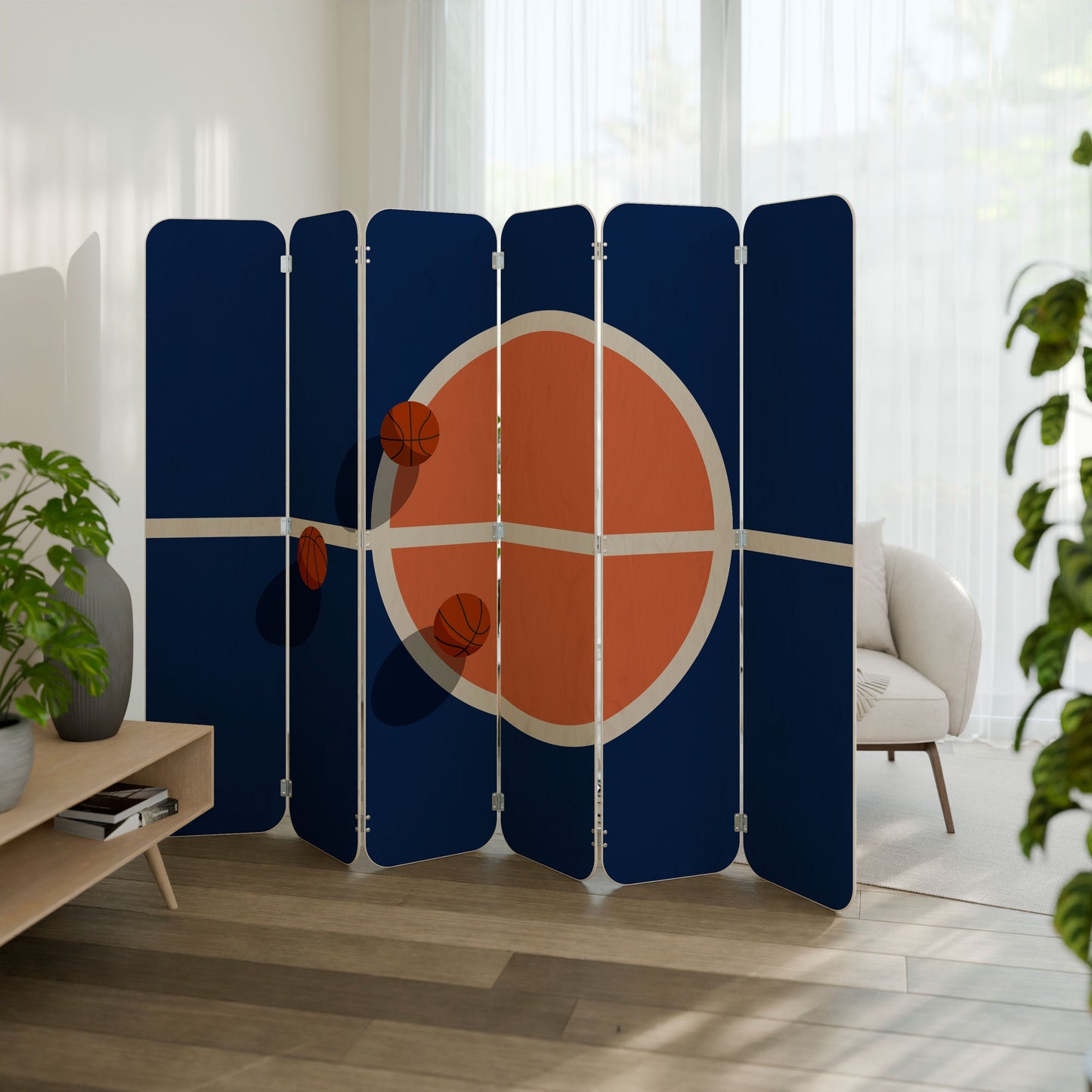 BASKETBALL CHALLENGE 6-Panel Plywood Room Divider