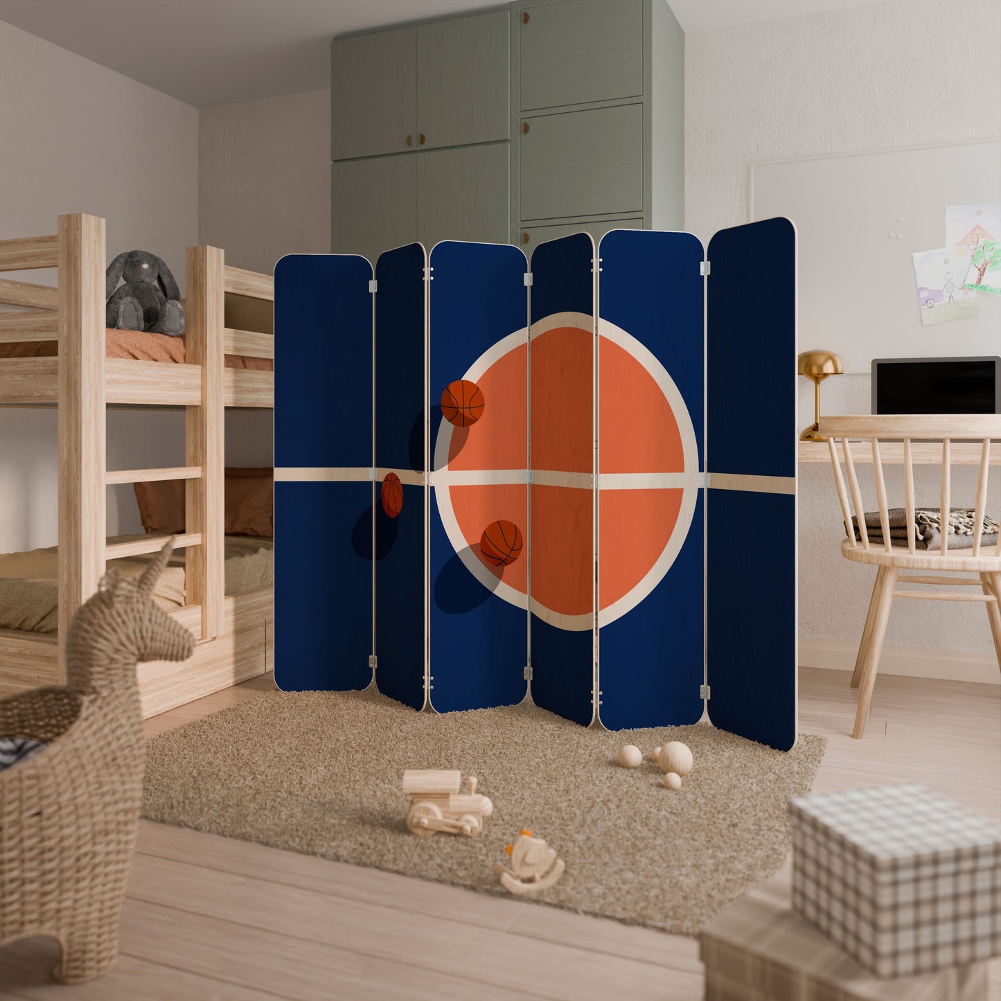 BASKETBALL CHALLENGE 6-Panel Plywood Room Divider